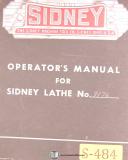 Sidney-Sidney 14\" and 16\" Model 32, Lathe Operations Manual Year (1948)-14\"-16\"-Model 32-01